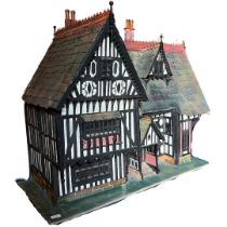 Magnificent Half timbered large Dolls house, scratchbuilt Cabinet made piece, with opening front