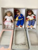 Corolle 1985 boxed catherine Rebafert vinyl doll inc the sports team pair and a toddler child in