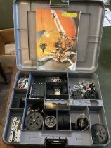 Meccano good metal and Plastic  component Crane cased kit with original brochure large A4, all