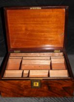 A 19th Century Brass Inlaid Mahogany workbox with Key.  It measures approx. 30cm across 23.5cm width