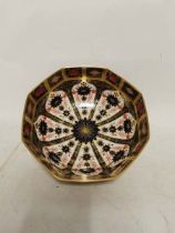 A Royal Crown Derby Bone China 8 sided bowl, 8.5'' in diameter. Old Imari Pattern 1128. 1st