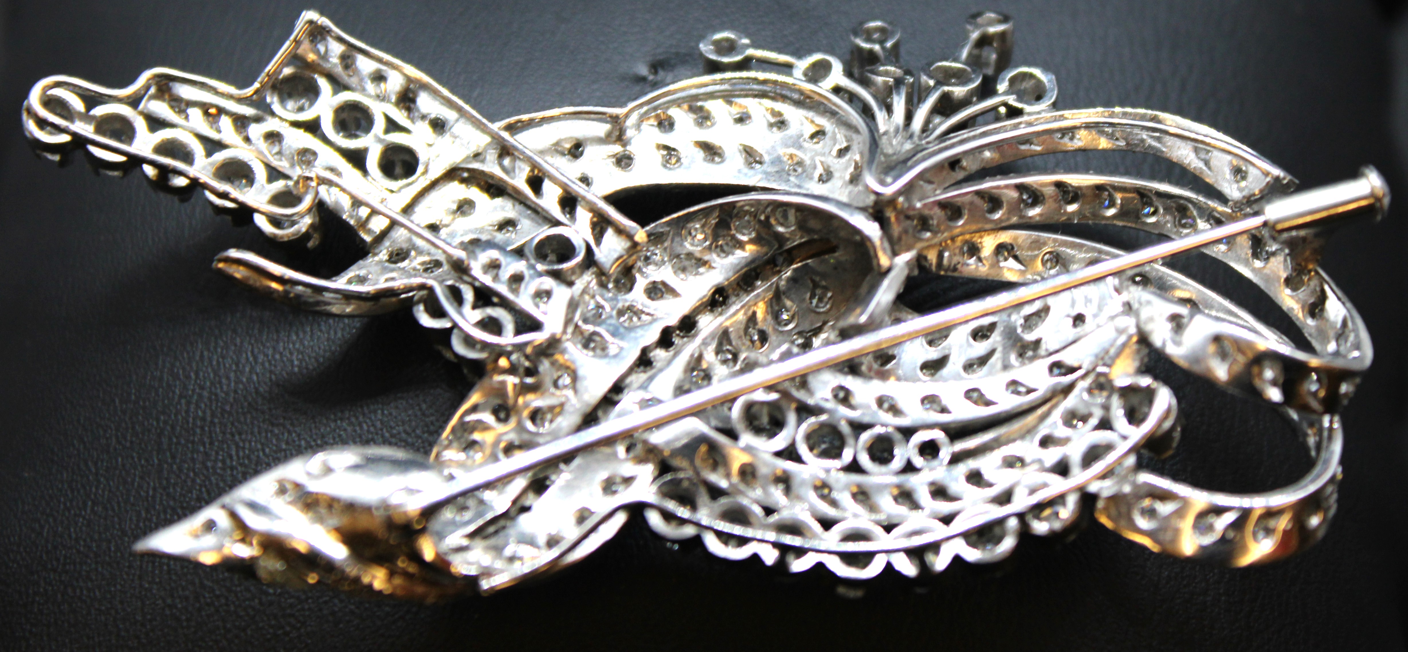 Unmarked white metal Diamond Floral Spray Brooch. Approx. 2.50ct total diamond weight.  Contains - Image 3 of 3