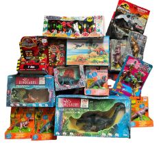 A large collection of vintage Dinosaur toys and collectibles to include various figures from
