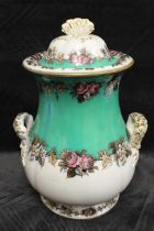 A Victorian pottery baluster shaped slop bucket and cover with twin handles, 42cm high, an early