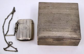 Selection of Sterling Silver items. To include a Sterling Silver Vesta Case with unmarked white