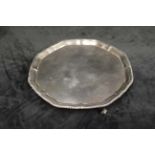 D&M Davis Silversmiths Birmingham Sterling Silver Chippendale edge waiter on four ball and claw