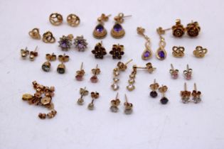 Selection of 9ct Gold Earrings and some odd 9ct Gold Earrings Butterfly backs.  There is Seventeen