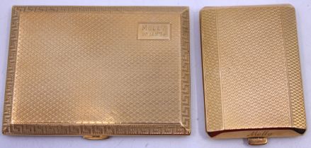 A 9ct Yellow Gold Cigarette Case with a 9ct Yellow Gold Match Case.  The Cigarette case measures