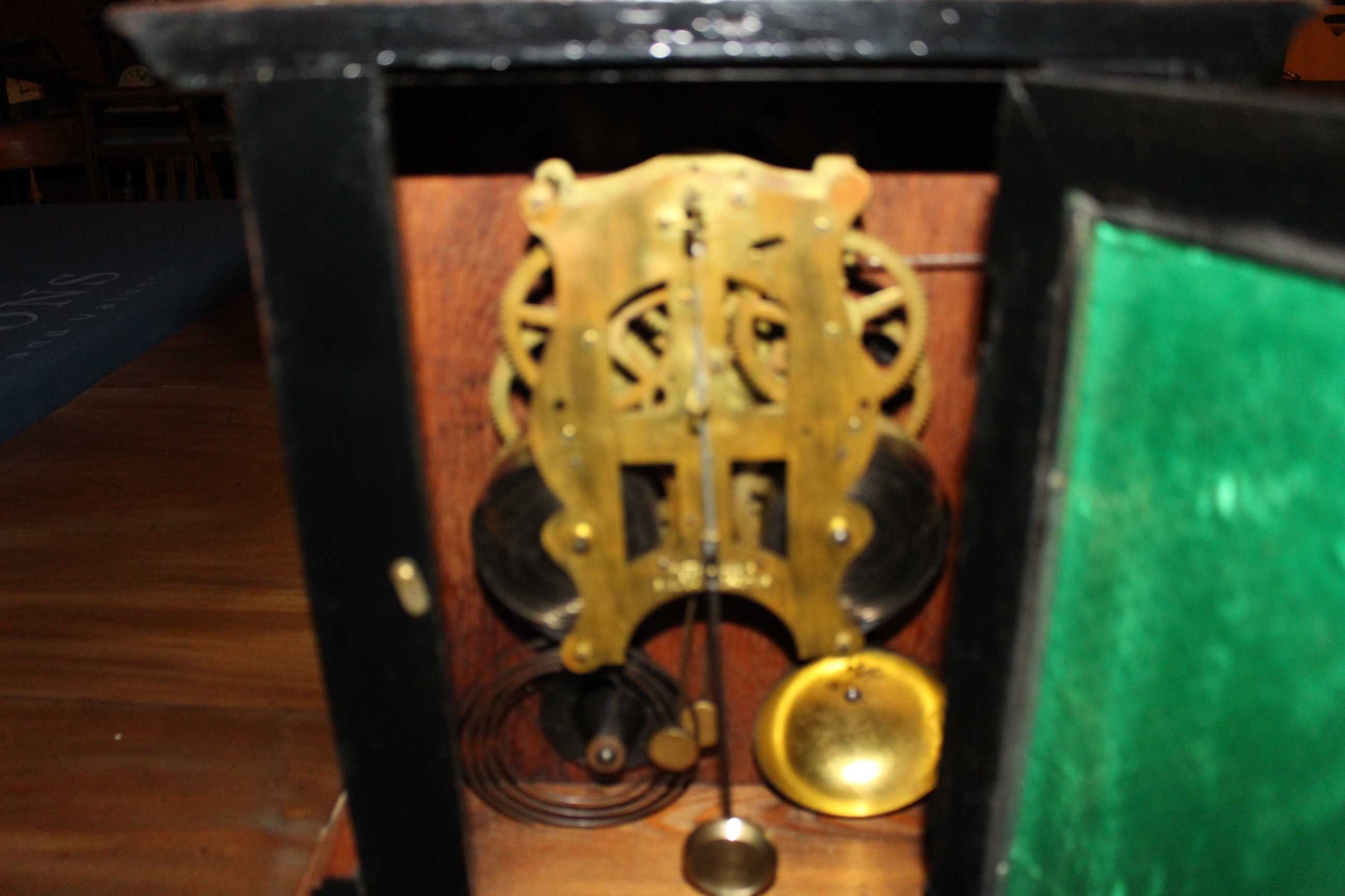 Antique Thomas Fattorini & Son Two train mantel clock with alarm facility, enamel face but small - Bild 6 aus 7