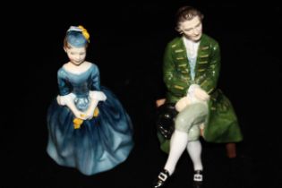 A Royal Doulton figure "Cherie" HN2341, 14.5cm high another "A Gentleman from Williamsburg"