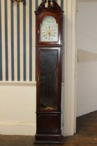 Modern weight driven longcase clock, pendulum and brass weights included but clock untested