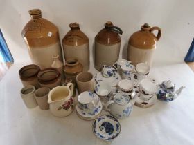 A quantity of ceramics and stoneware to include; Banbury stoneware bottle, Coclough part tea set,