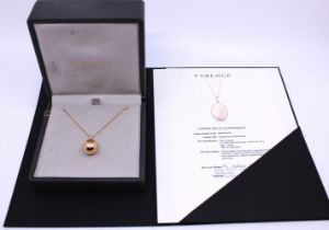 Faberge 18ct Gold  & Diamond Egg Pendant on a Faberge 18ct Gold Fine Chain. RRP £3,360.  The Egg