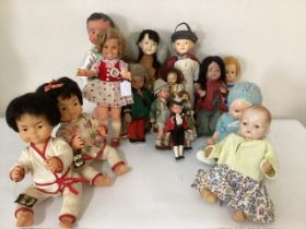 Vintage dolls 1950s to 1970s to include Palitoy baby , dan dolls Chinese boy and girl in vinyl,