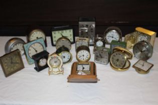 Collection of clocks (21 in total) to include travel, mantle, desk and Novelty a mixture of