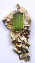 925 Hallmarked Silver Gold Plated Rectangular Step Cut Peridot custom made pendant.