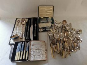 A collection of silver plated flatware, some cased and some loose (1)