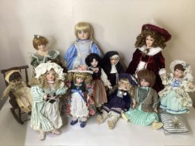 Vintage artist including porcelain dolls , Alice in Wonderland, Snow White and many fairy story