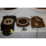 3 x vintage wall clocks 2 x weight driven and 1 x quartz/battery 2 x pendulum included but no