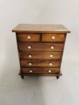 An early 20th century apprentice piece chest of drawers 2 over 4. 25cm high, 20cm wide and 12cm