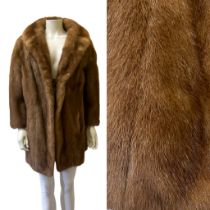 A 3/4 length pastel mink coat, late 50s/ early 60s with wide cut sleeves and split collar M-L (1)