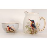 A Royal Worcester Ornithological , Chaffinch decorated sugar bowl, decorated and signed by W.