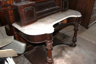 A Victorian Marble topped mahogany wash stand. (1)