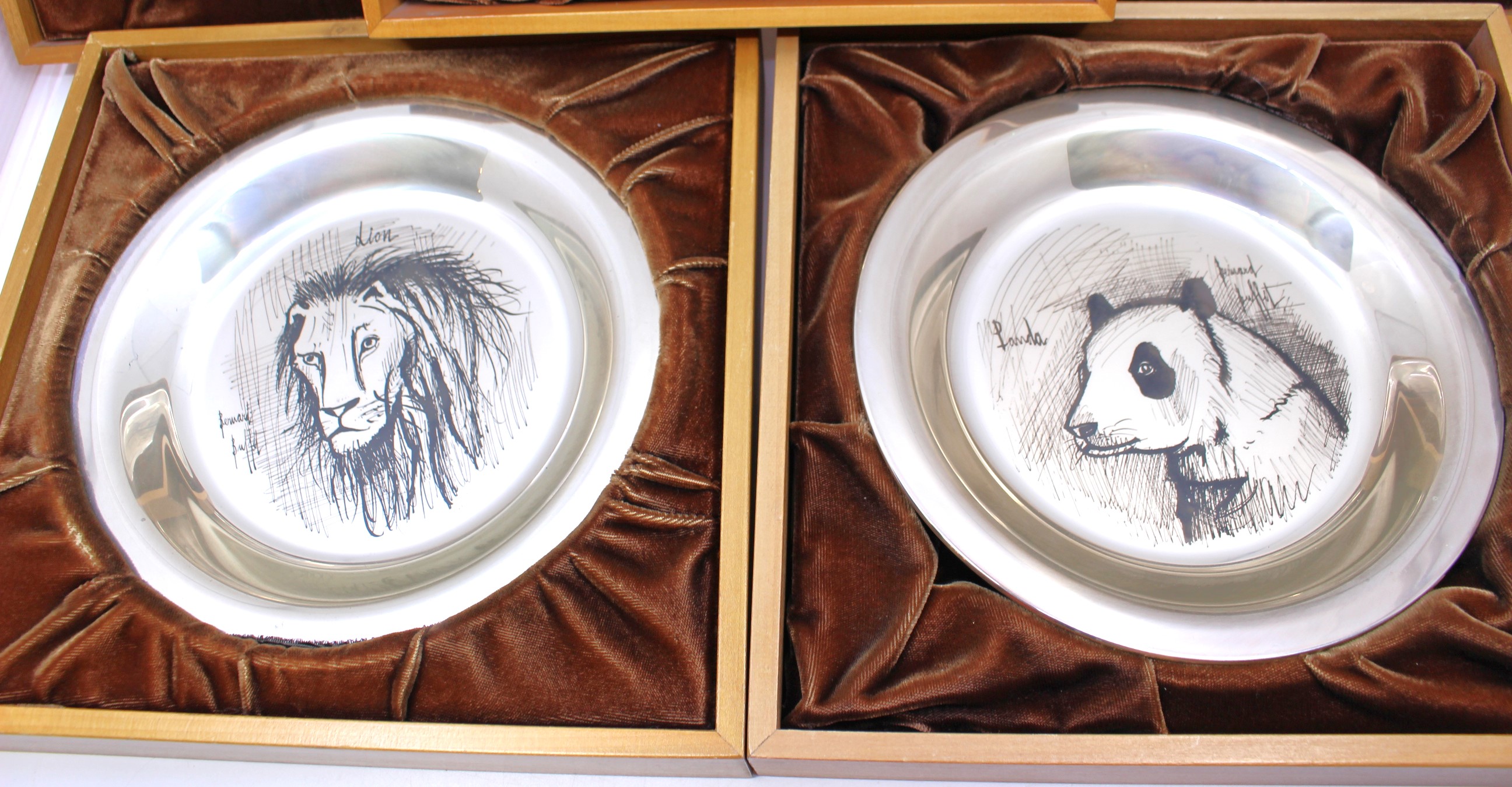 Bernard Buffet Silver Plate Dishes framed. Five of them altogether.  To include Giraffe, Lion, - Image 3 of 4