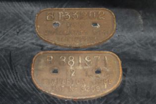 railway antique interest 2 x Cast Iron Wagon Plaques