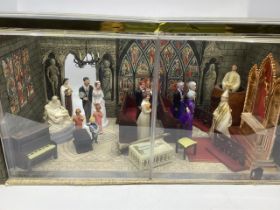 Vintage built church chapel wedding model scene c 18” x 9” approx as a guide diorama dolls box