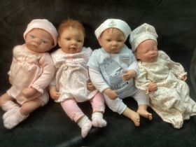 Vintage ADG reborn set of 4 Baby dolls in baby clothing with angel hair and soft limbs and