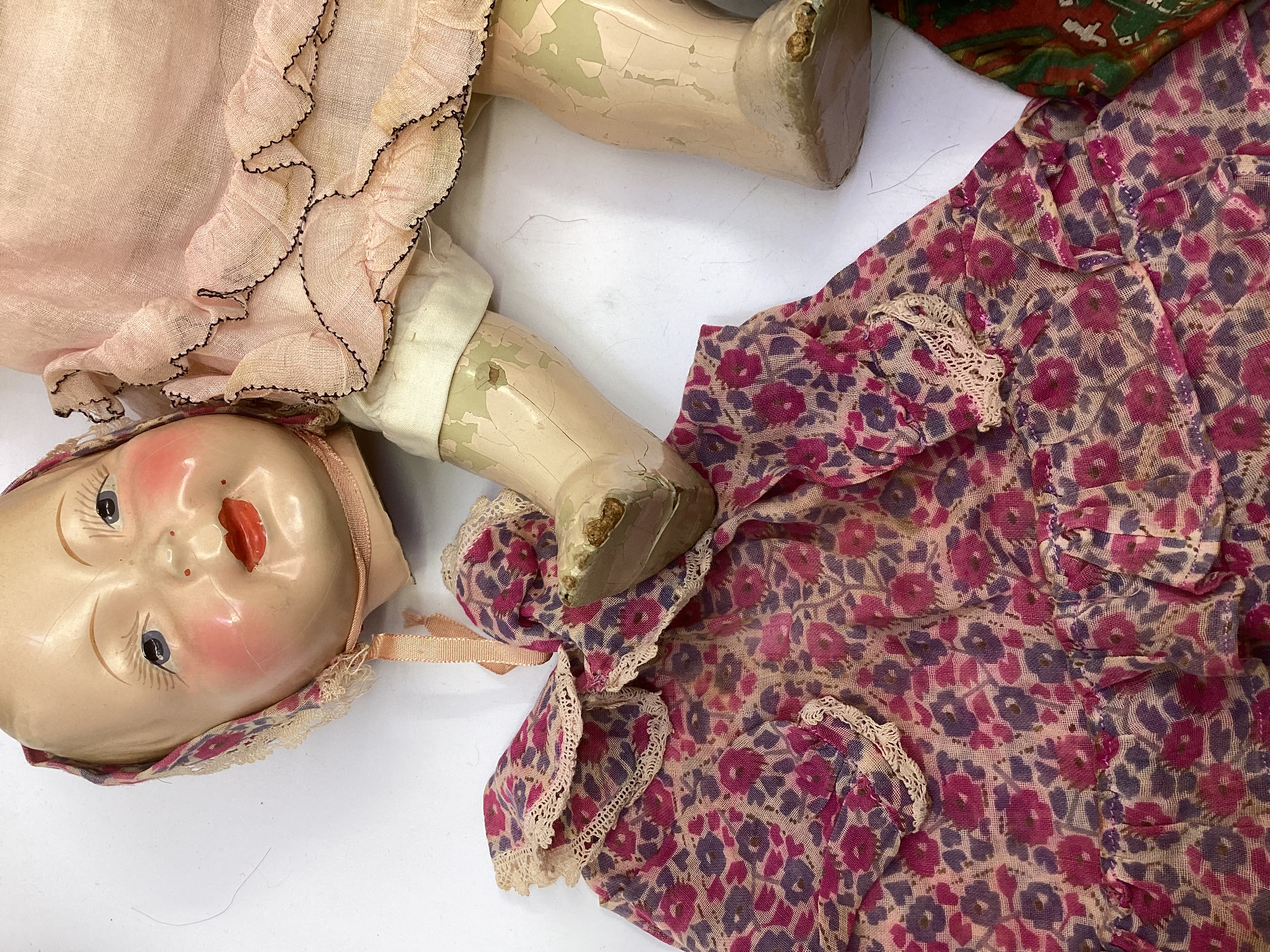 An antique 1920s early  set of complete 1920s Shoulder head doll in composition , 16” with - Image 19 of 39