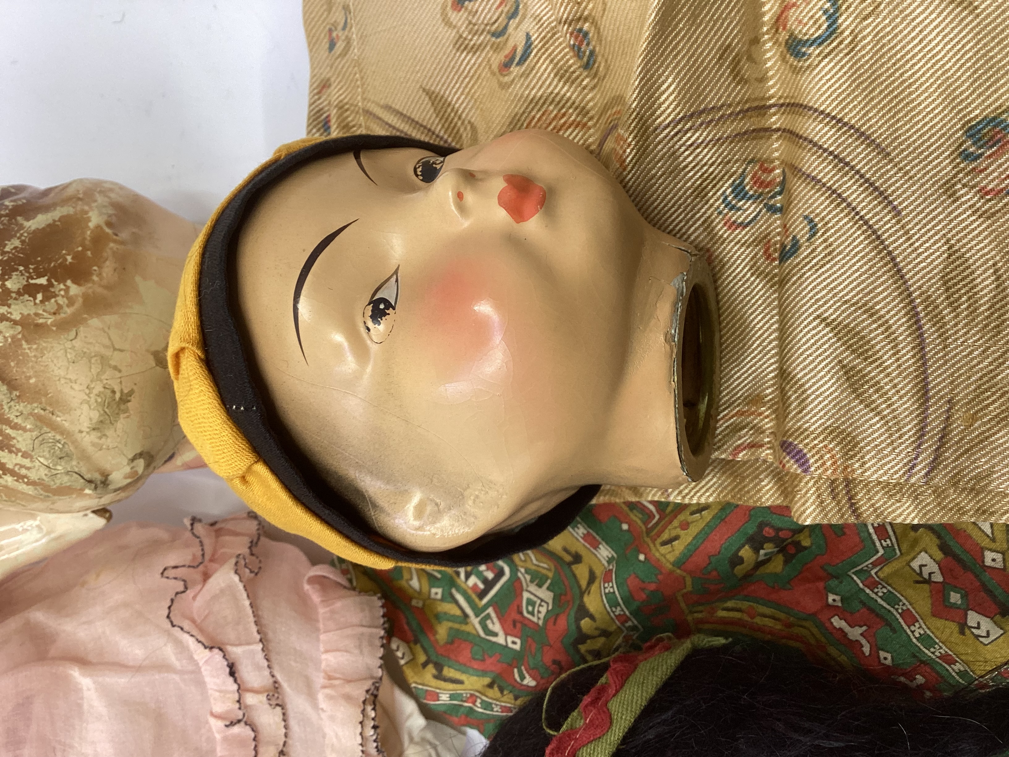 An antique 1920s early  set of complete 1920s Shoulder head doll in composition , 16” with - Image 5 of 39