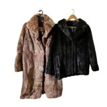 A mixed lot to include four vintage fur coats including rabbit and beaver, a 1980s/1990s retro shell