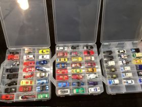 Very large 6 trays of vintage die cast model cars and vehicles( house in 3 doubled sided trays as