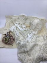 Antique China Half pin cushion doll ( condition appears to have no damage) in deep collar on