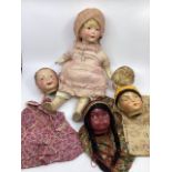 An antique 1920s early  set of complete 1920s Shoulder head doll in composition , 16” with