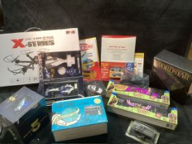 Vintage toys and other items to include a box drone, Babylon 5 sealed set, an unused vintage radio