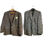 A selection of mens vintage suits and jackets to include a grey woollen pinstripe suit by Leo