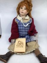 Vintage Carol Ann Stanton bisque head Little Orphan Annie doll made nd sculpted in 1986-dressed in