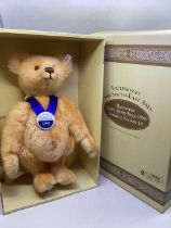 Steiff South East Asia vintage boxed Happiness imperial yellow teddy bear with porcelain tag 40cm
