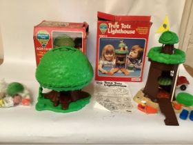 Palitoy Vintage boxed Tree Tots Lighthouse and Family tree house, with figures and play items( not
