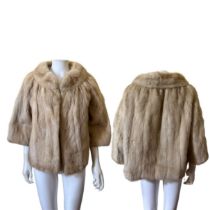 A 1950s palomino mink jacket, boxy cut with 3/3 length sleeves and embroidered satin lining, S-M and