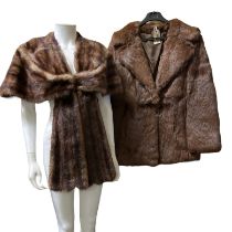 A group of vintage fur items to  include two stoles, one with an interesting pelerine shape and