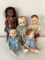 Vintage 1950s Hard plastic dolls By Pedigree, Turtle marked German south sea Islander and others ,