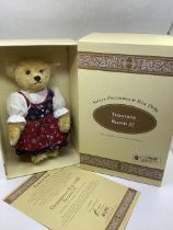 Steiff Teddy bear Vintage Blonde 1996 Austrian  32cm Bonde dressed in a dirndl dress and white