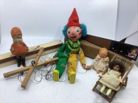 Nostalgic Childhood Antique toys; to include a bisque head antique dolls house doll in a small