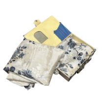 1930s Eastern souvenir pyjamas in a rayon damask with printed chrysanthemum design in shades of blue