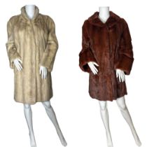 A vintage pearl cross mink coat, the lining having the Sefton Marks logo. Narrow roll collar and