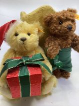 Steiff pair of teddy bears to include a 654640 brown Saturday teddy bear in apron and gardening